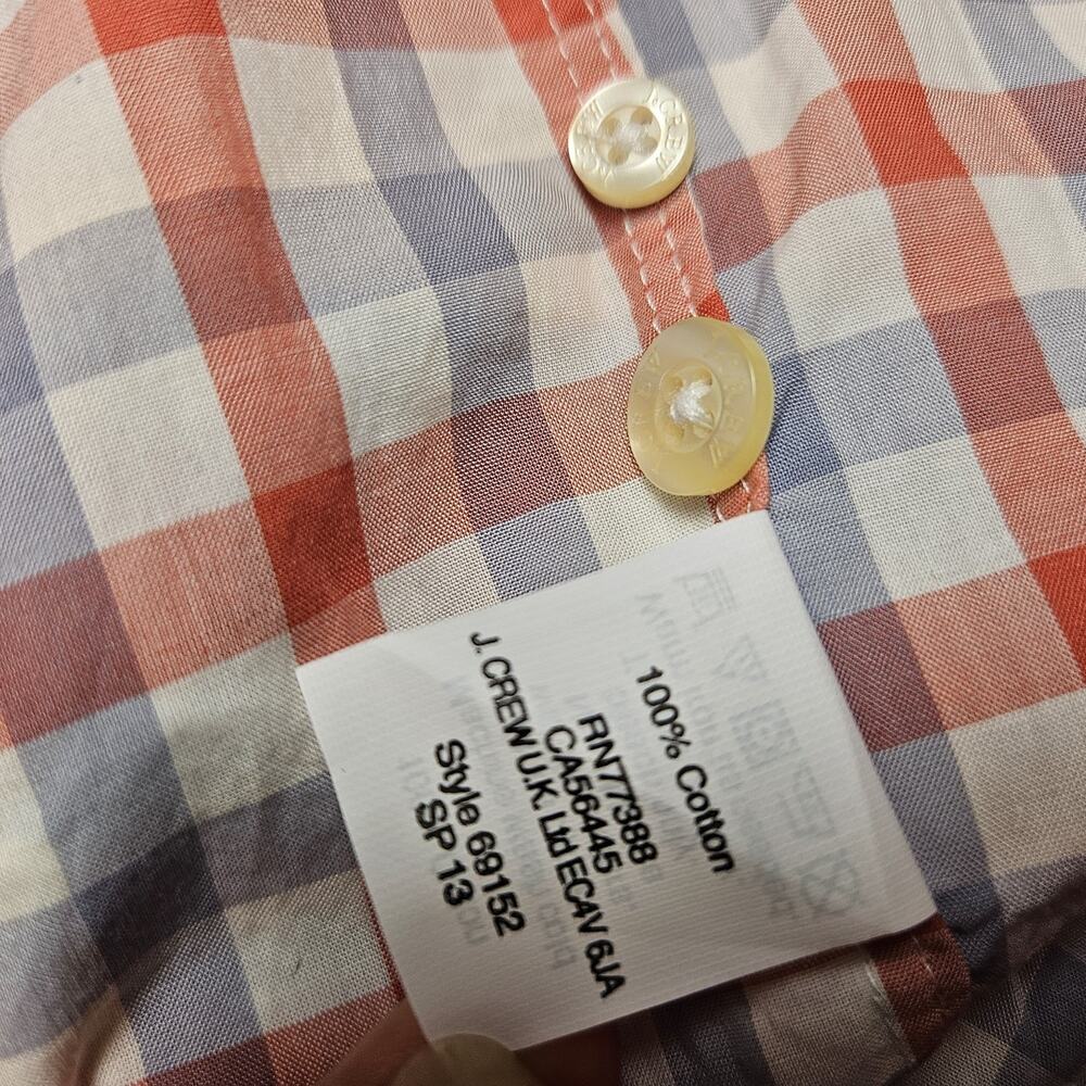 J.Crew Button Down Mens M Gingham Light Weight Shirt Long Sleeve Plaid Cotton - Picture 9 of 14